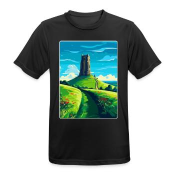 Glastonbury Tor England Uk Reise Poster Souvenir - Männer T-Shirt atmungsaktiv - Schwarz - Vorne - AI Model Male 178 light (178cm)