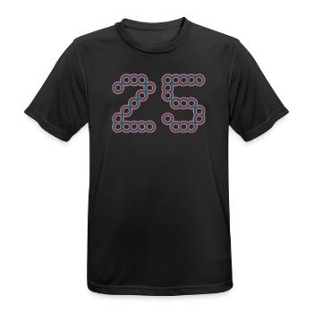 25. 25 ANS. 25e ANNIVERSAIRE. ANNIVERSAIRE 25 ANS. - T-shirt respirant Homme - noir - Devant - AI Model Male 178 light (178cm)