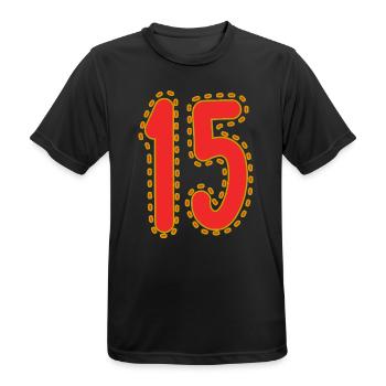 15. 15 YEARS. 15th ANNIVERSARY. 15 YEAR ANNIVERSARY. - Men's Breathable T-Shirt - black - Front - AI Model Male 178 light (178cm)