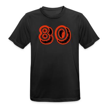 80. 80 JAHRE. 80-JÄHRIGES JUBILÄUM. 80. GEBURTSTAG. - Männer T-Shirt atmungsaktiv - Schwarz - Vorne - AI Model Male 178 light (178cm)