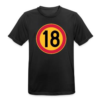 18 Geschwindigkeitsbegrenzung - Männer T-Shirt atmungsaktiv - Schwarz - Vorne - AI Model Male 178 light (178cm)