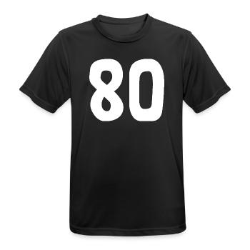 80. 80 JAHRE. 80-JÄHRIGES JUBILÄUM. 80. GEBURTSTAG. - Männer T-Shirt atmungsaktiv - Schwarz - Vorne - AI Model Male 178 light (178cm)