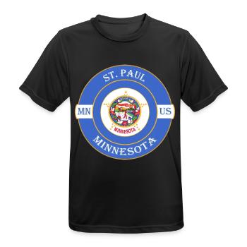 St. Paul Minnesota Flagge USA Reise Souvenir Abzeichen - Männer T-Shirt atmungsaktiv - Schwarz - Vorne - AI Model Male 178 light (178cm)