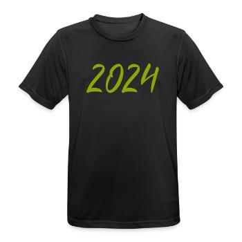 2024 Silvester Neujahr grün - Männer T-Shirt atmungsaktiv - Schwarz - Vorne - AI Model Male 178 light (178cm)