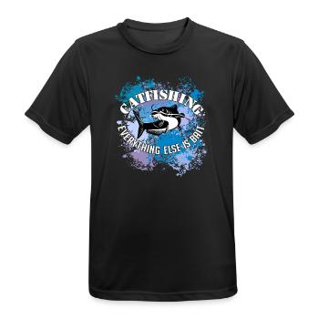 Wels Waller fischen Wels auf Farbklecksen - Männer T-Shirt atmungsaktiv - Schwarz - Vorne - AI Model Male 178 light (178cm)