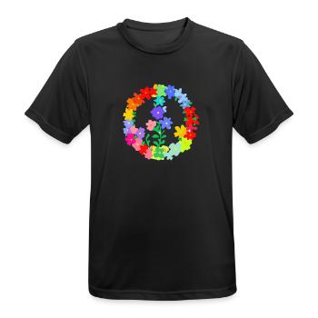 Hippi Blumenkranz Frieden und Liebe - Männer T-Shirt atmungsaktiv - Schwarz - Vorne - AI Model Male 178 light (178cm)