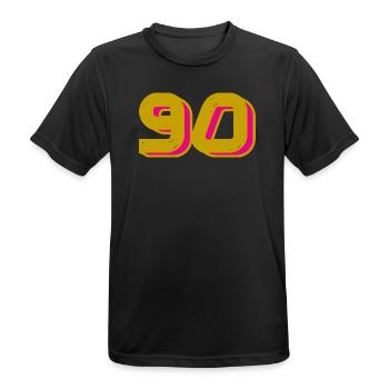 90. 90 JAHRE. 90-JÄHRIGES JUBILÄUM. 90-JÄHRIGES JUBILÄUM. - Männer T-Shirt atmungsaktiv - Schwarz - Vorne - AI Model Male 178 light (178cm)