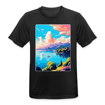 Lago Maggiore Schweiz Vintage Reiseplakat - Männer T-Shirt atmungsaktiv - Schwarz - Vorne - AI Model Male 178 light (178cm)
