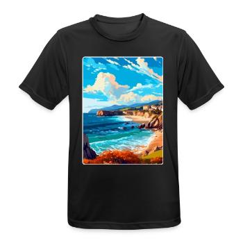 Cantabrie Espagne Affiche de voyage vintage Souvenir WPA - T-shirt respirant Homme - noir - Devant - AI Model Male 178 light (178cm)