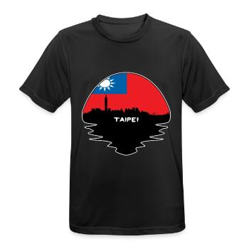 Taipeh Taiwan Flagge Skyline Silhouette Reisen - Männer T-Shirt atmungsaktiv - Schwarz - Vorne - AI Model Male 178 light (178cm)