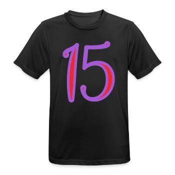 15. 15 ANS. 15e ANNIVERSAIRE. ANNIVERSAIRE 15 ANS. - T-shirt respirant Homme - noir - Devant - AI Model Male 178 light (178cm)