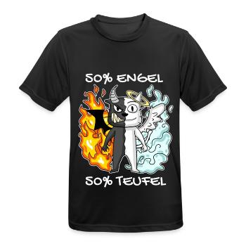 Katze Kater Engel Teufel Engel Böse Niedlich Miau - Männer T-Shirt atmungsaktiv - Schwarz - Vorne - AI Model Male 178 light (178cm)