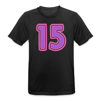 15. 15 ANS. 15e ANNIVERSAIRE. ANNIVERSAIRE 15 ANS. - T-shirt respirant Homme - noir - Devant - AI Model Male 178 light (178cm)