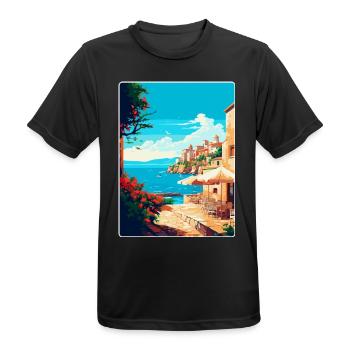Rhodes Grèce Vintage Voyage Poster WPA Souvenir - T-shirt respirant Homme - noir - Devant - AI Model Male 178 light (178cm)