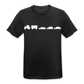 Tractor with trailer and cars - Men's Breathable T-Shirt - black - Front - AI Model Male 178 light (178cm)