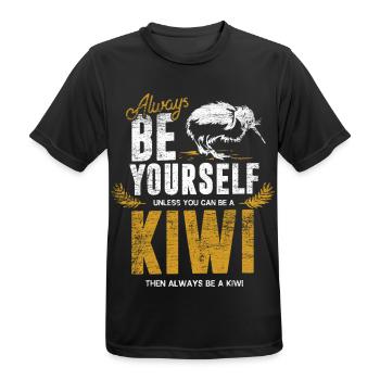 Flugunfähiger Kiwivogel Neuseeland - Männer T-Shirt atmungsaktiv - Schwarz - Vorne - AI Model Male 178 light (178cm)