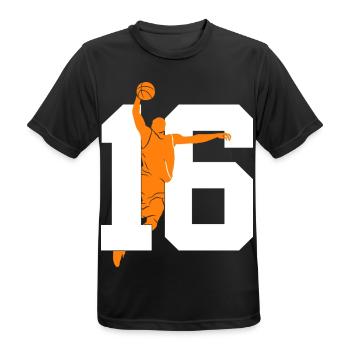 NUMBER 16 BASKETBALL 16TH BIRTHDAY - Men's Breathable T-Shirt - black - Front - AI Model Male 178 light (178cm)