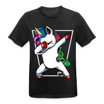 Unicorn Dab with Rainbow - Men's Breathable T-Shirt - black - Front - AI Model Male 178 light (178cm)