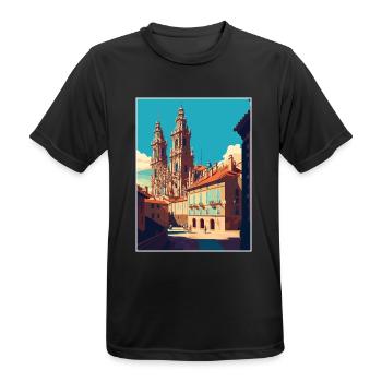 Santiago De Compostela Spanien Vintage Reiseposter - Männer T-Shirt atmungsaktiv - Schwarz - Vorne - AI Model Male 178 light (178cm)