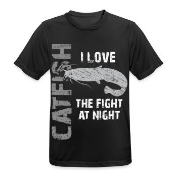 Pêche au poisson-chat Pêche sportive Poisson fort - T-shirt respirant Homme - noir - Devant - AI Model Male 178 light (178cm)