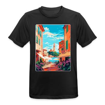 St Tropez France Affiche de voyage vintage souvenir - T-shirt respirant Homme - noir - Devant - AI Model Male 178 light (178cm)