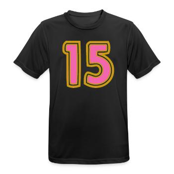 15. 15 ANS. 15e ANNIVERSAIRE. ANNIVERSAIRE 15 ANS. - T-shirt respirant Homme - noir - Devant - AI Model Male 178 light (178cm)