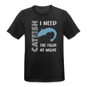 Combat de pêche au poisson-chat avec le poisson-chat fort - T-shirt respirant Homme - noir - Devant - AI Model Male 178 light (178cm)
