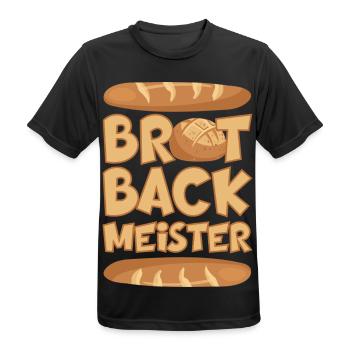 BROT BACKMEISTER BROT BACKEN - Männer T-Shirt atmungsaktiv - Schwarz - Vorne - AI Model Male 178 light (178cm)
