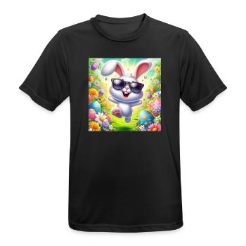 Fröhlicher Osterhase - Männer T-Shirt atmungsaktiv - Schwarz - Vorne - AI Model Male 178 light (178cm)