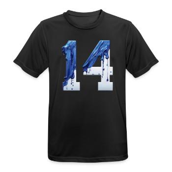 NR. 14 NUMMER 14 BLAU WEIß 14. GEBURTSTAG - Männer T-Shirt atmungsaktiv - Schwarz - Vorne - AI Model Male 178 light (178cm)