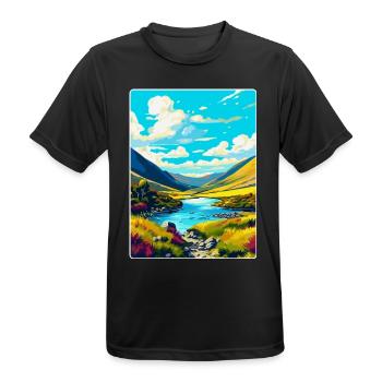 Wicklow Mountains Irland Vereinigtes Königreich Vintage Reiseposter - Männer T-Shirt atmungsaktiv - Schwarz - Vorne - AI Model Male 178 light (178cm)