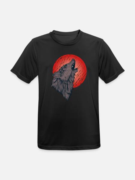 Howling wolf, full moon - Men's Breathable T-Shirt - black