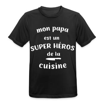 Mein Vater ist ein Superheld der Küche - Männer T-Shirt atmungsaktiv - Schwarz - Vorne - AI Model Male 178 light (178cm)