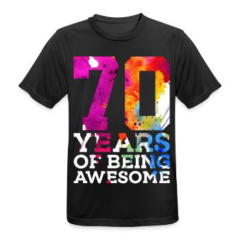 70 YEARS OF BEING AWESOME 70. GEBURTSTAG - Männer T-Shirt atmungsaktiv - Schwarz - Vorne - AI Model Male 178 light (178cm)