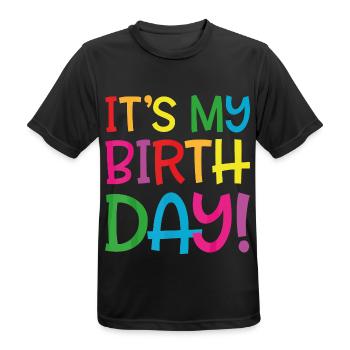 It's my birthday - Men's Breathable T-Shirt - black - Front - AI Model Male 178 light (178cm)