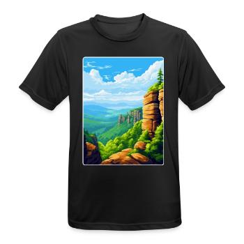 Montagne de grès de l’Elbe Allemagne Affiche de voyage WPA - T-shirt respirant Homme - noir - Devant - AI Model Male 178 light (178cm)