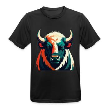 Buffalo Cartoon Character Colorful Pet Animal - Men's Breathable T-Shirt - black - Front - AI Model Male 178 light (178cm)