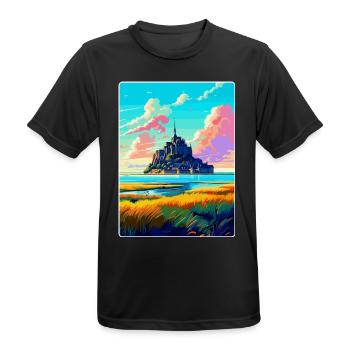 Mont Saint Michel Frankreich Vintage Reiseposter WPA - Männer T-Shirt atmungsaktiv - Schwarz - Vorne - AI Model Male 178 light (178cm)