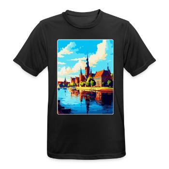 Szczecin Pologne Affiche de voyage vintage souvenir WPA - T-shirt respirant Homme - noir - Devant - AI Model Male 178 light (178cm)