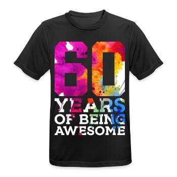 60 YEARS OF BEING AWESOME 60. GEBURTSTAG - Männer T-Shirt atmungsaktiv - Schwarz - Vorne - AI Model Male 178 light (178cm)