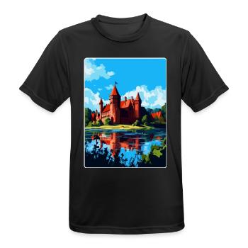Malbork Castle Poland Vintage Travel Poster WPA - Men's Breathable T-Shirt - black - Front - AI Model Male 178 light (178cm)