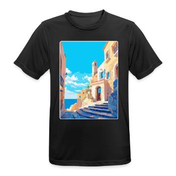 Rhodes Grèce Vintage Voyage Poster WPA Souvenir - T-shirt respirant Homme - noir - Devant - AI Model Male 178 light (178cm)