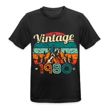 Vintage 1980 Retro 80s Birthday Bday - Männer T-Shirt atmungsaktiv - Schwarz - Vorne - AI Model Male 178 light (178cm)