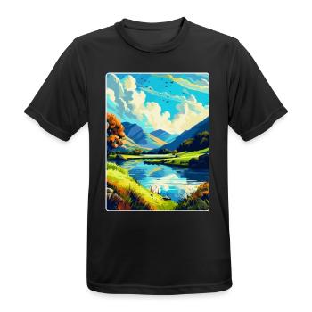 Lake District England Uk Vintage Travel Poster WPA - Men's Breathable T-Shirt - black - Front - AI Model Male 178 light (178cm)