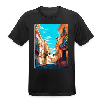 Valencia Spanien Vintage Reiseplakat Souvenir WPA - Männer T-Shirt atmungsaktiv - Schwarz - Vorne - AI Model Male 178 light (178cm)