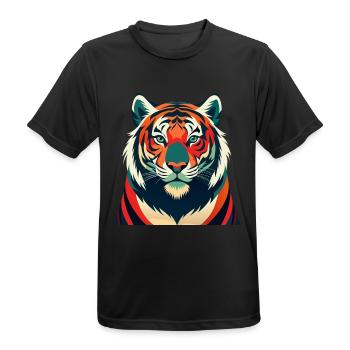 Tiger Cartoon Figur Buntes Haustier Tier - Männer T-Shirt atmungsaktiv - Schwarz - Vorne - AI Model Male 178 light (178cm)