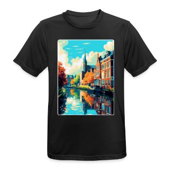 Zwolle Niederlande Vintage Reiseplakat Souvenir - Männer T-Shirt atmungsaktiv - Schwarz - Vorne - AI Model Male 178 light (178cm)