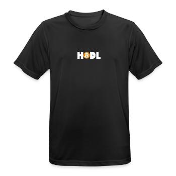 Bitcoin HODL Mode: Enabled - Men's Breathable T-Shirt - black - Front - AI Model Male 178 light (178cm)