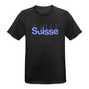 SUISSE. HUMOUR. PAYS. DRAPEAU. GENEVE. LAUSANNE - T-shirt respirant Homme - noir - Devant - AI Model Male 178 light (178cm)