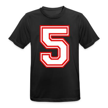 GLÜCKSZAHL FÜNF 5 NUMMER LUCKY NUMBER SPORT RUGBY - Männer T-Shirt atmungsaktiv - Schwarz - Vorne - AI Model Male 178 light (178cm)
